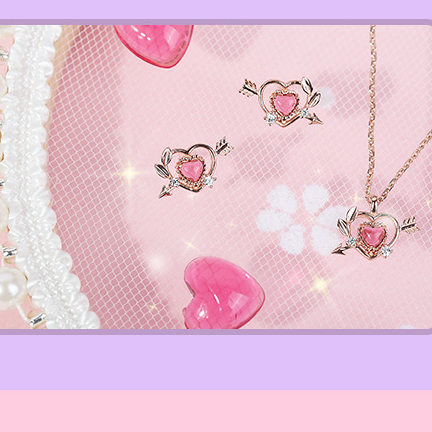 Clue X Esther Bunny - Cupid Esther Bunny Ruby Stone Silver Necklace