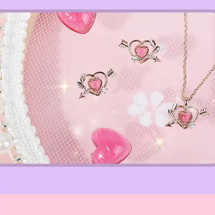 Clue X Esther Bunny - Cupid Esther Bunny Ruby Stone Silver Necklace - CLUE - Accessories - Harumio