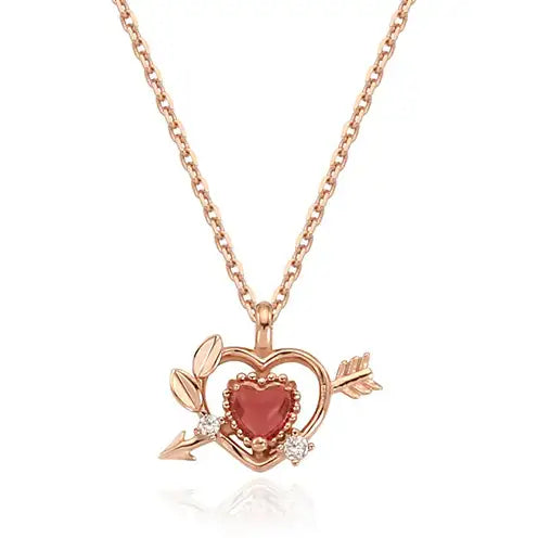 Clue X Esther Bunny - Cupid Esther Bunny Ruby Stone Silver Necklace - CLUE - Accessories - Harumio