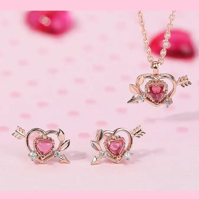 Clue X Esther Bunny - Cupid Esther Bunny Ruby Stone Silver Necklace - CLUE - Accessories - Harumio