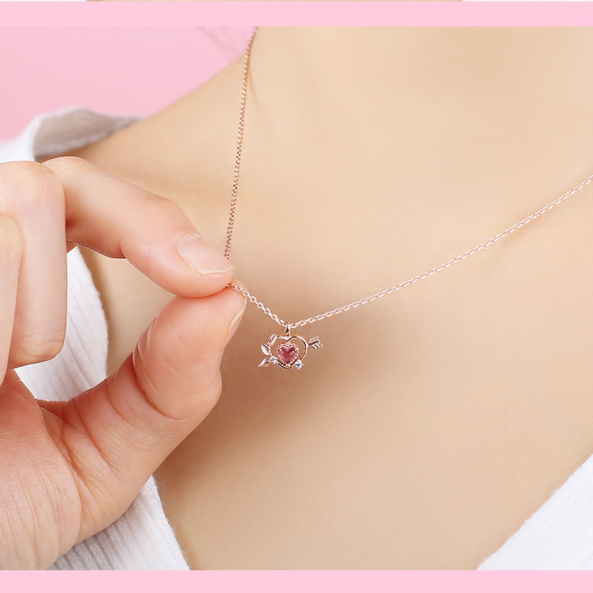 Clue X Esther Bunny - Cupid Esther Bunny Ruby Stone Silver Necklace