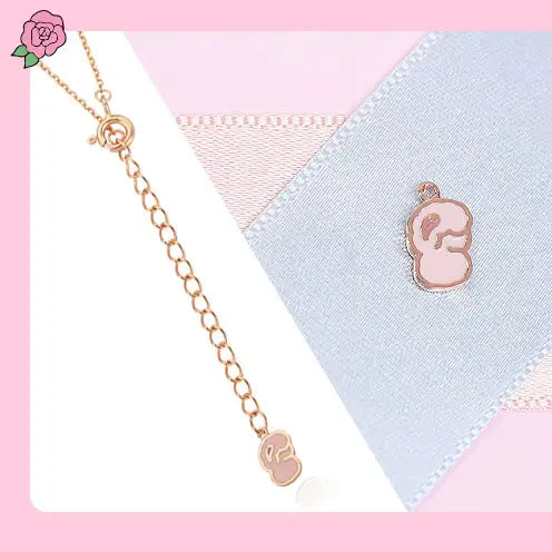 Clue X Esther Bunny - Cupid Esther Bunny Ruby Stone Silver Necklace - CLUE - Accessories - Harumio