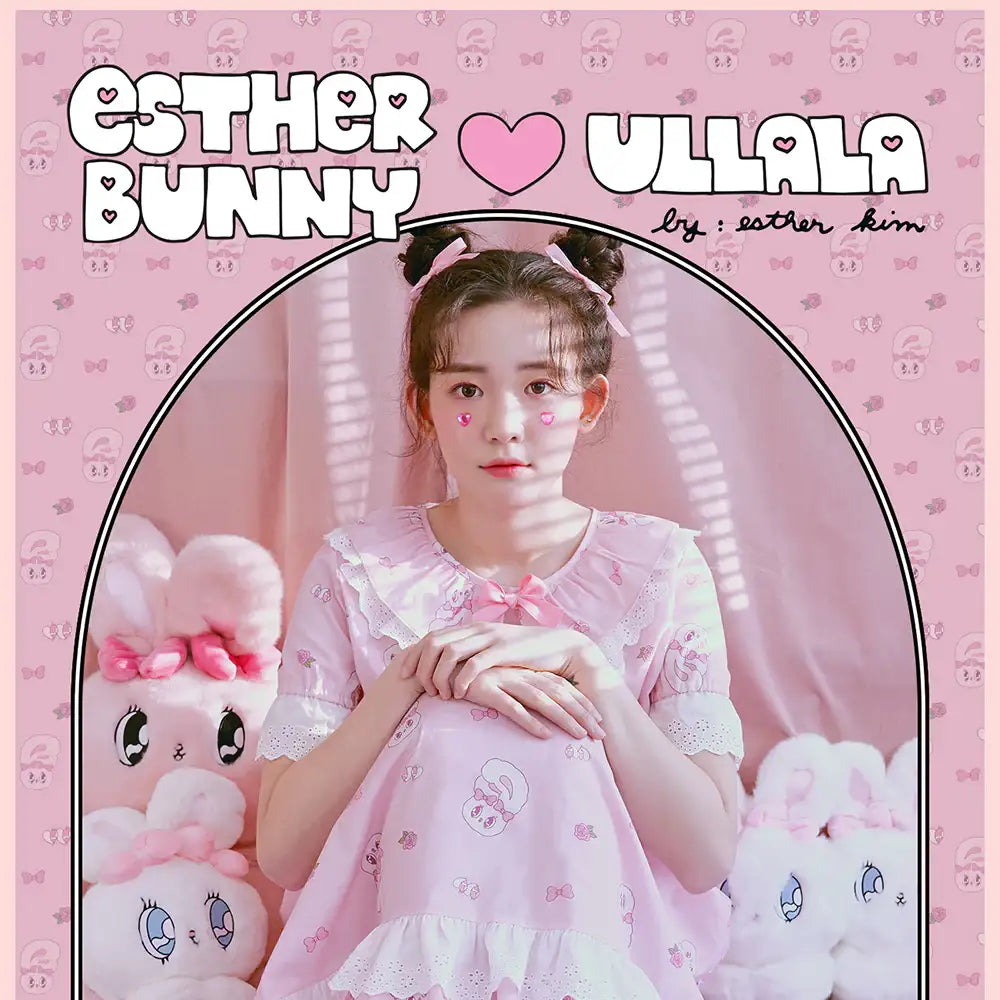 Esther Bunny x Ullala - Heart Bunny Short Sleeve Dress Pajamas - Esther Bunny x Ullala - Clothing - Harumio