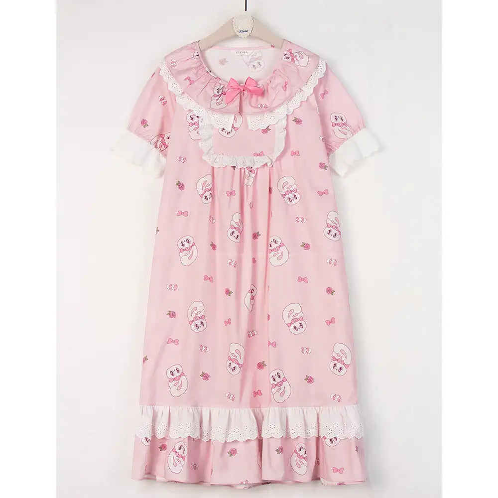 Esther Bunny x Ullala - Heart Bunny Short Sleeve Dress Pajamas - Esther Bunny x Ullala - Clothing - Harumio