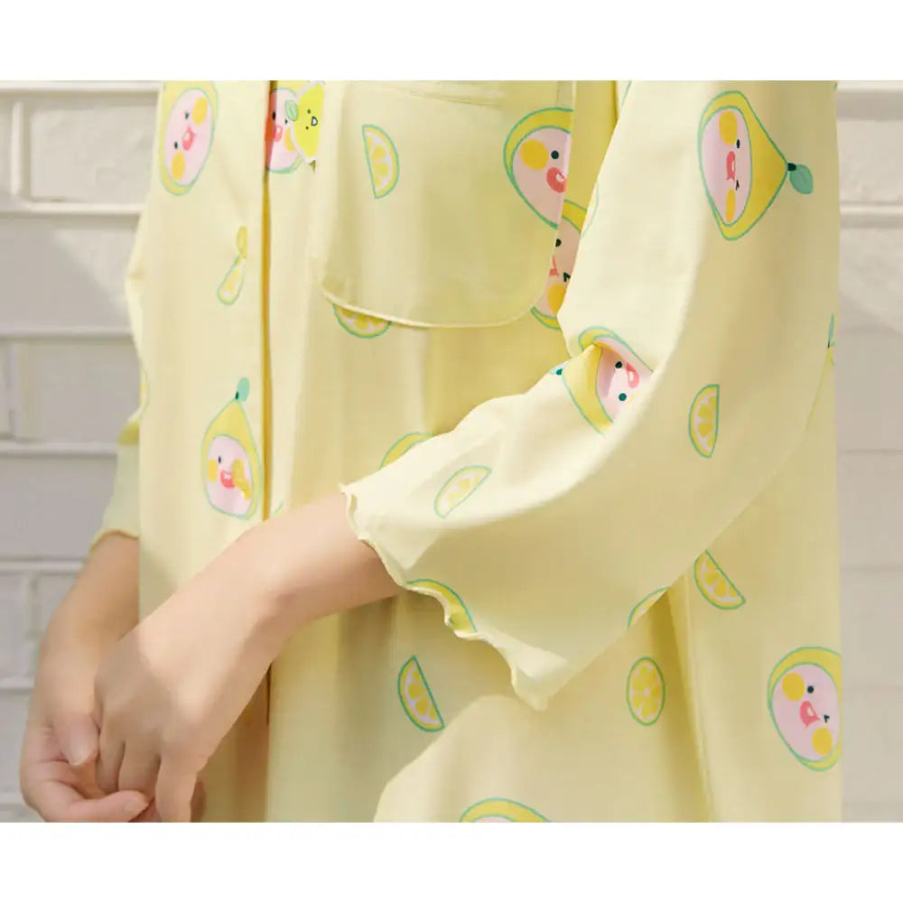 Kakao Friends - Lemon Terrace Apeach Dress Pajamas - Kakao Friends - Clothing - Harumio