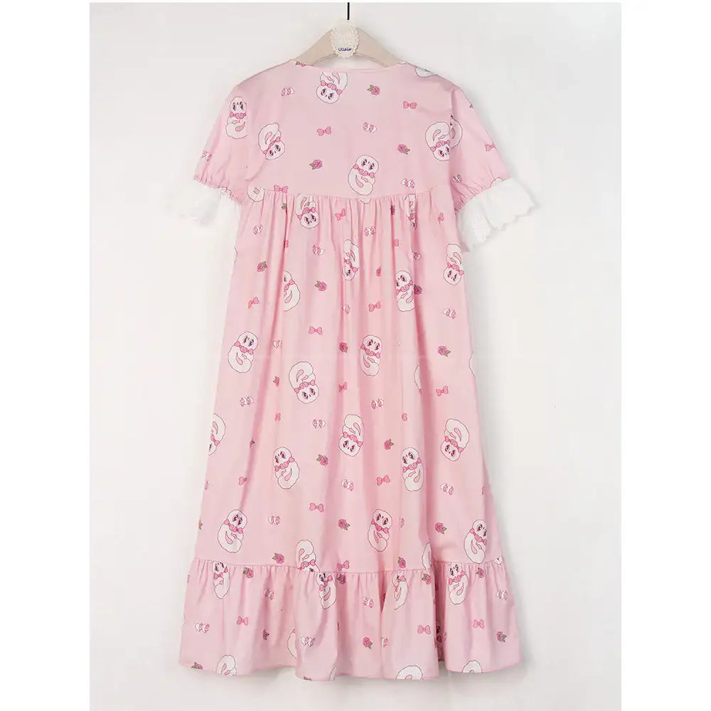 Esther Bunny x Ullala - Heart Bunny Short Sleeve Dress Pajamas - Esther Bunny x Ullala - Clothing - Harumio