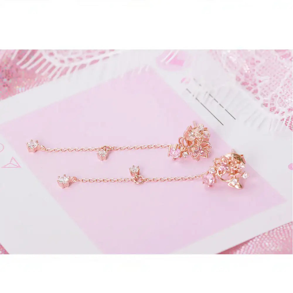 Wedding Peach x CLUE - Peach Flower Silver Earring - Wedding Peach x CLUE - Jewelry - Harumio