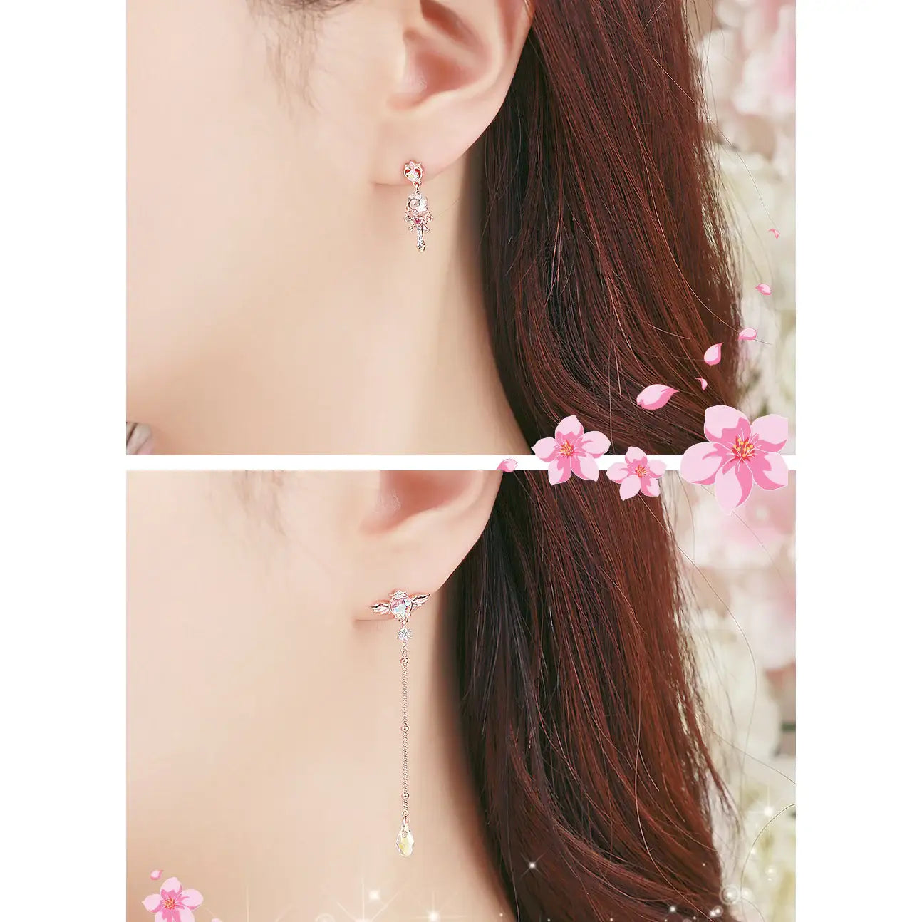 Wedding Peach x CLUE - Angel Peach Crystal Silver Earring - Love of Light - Wedding Peach x CLUE - Jewelry - Harumio