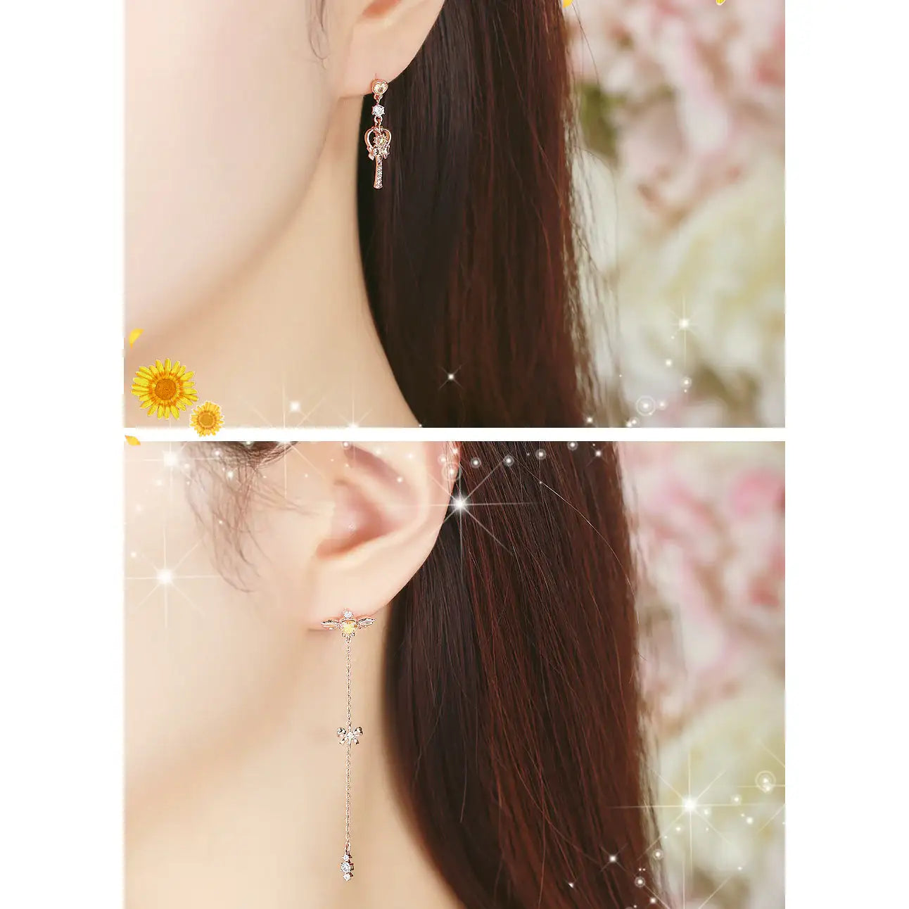 Wedding Peach x CLUE - Angel Daisy Flower Silver Earring - Wedding Peach x CLUE - Jewelry - Harumio