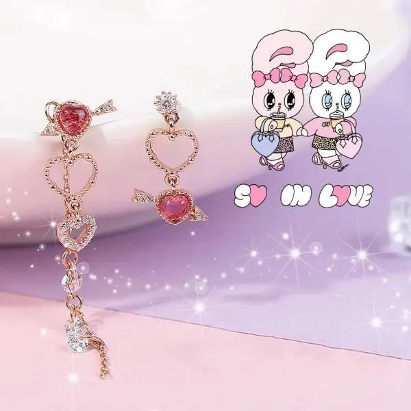 Clue X Esther Bunny - Bunny Love You Unlocked Drop Silver Earrings - CLUE - Accessories - Harumio