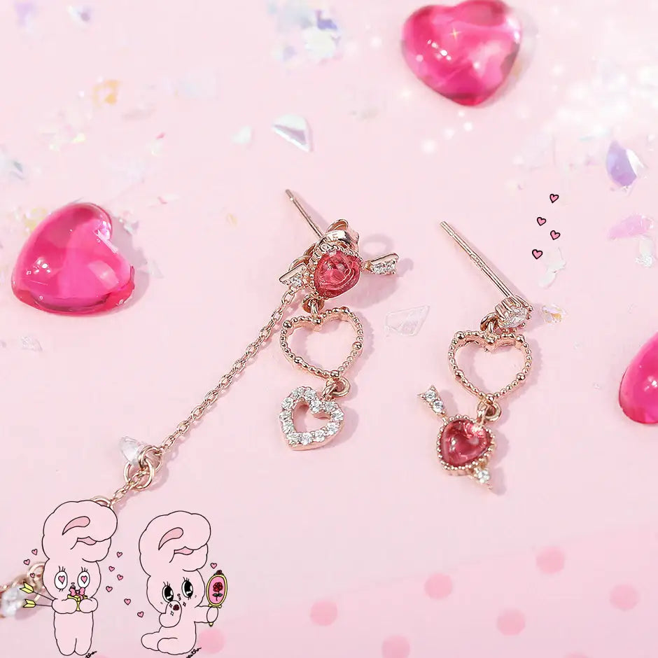 Clue X Esther Bunny - Bunny Love You Unlocked Drop Silver Earrings - CLUE - Accessories - Harumio