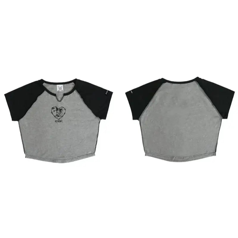 FANCY X KUROMI - Prickle Slit Neck Crop Tee - FANCY X KUROMI - Clothes - Harumio