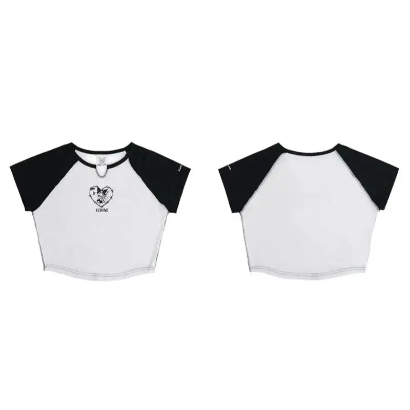 FANCY X KUROMI - Prickle Slit Neck Crop Tee - FANCY X KUROMI - Clothes - Harumio