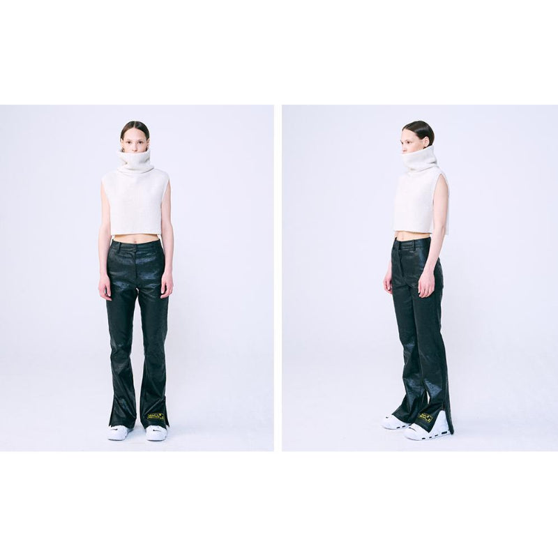 Mardi Mercredi - Faux Leather Pants With Cracked Side Zippers