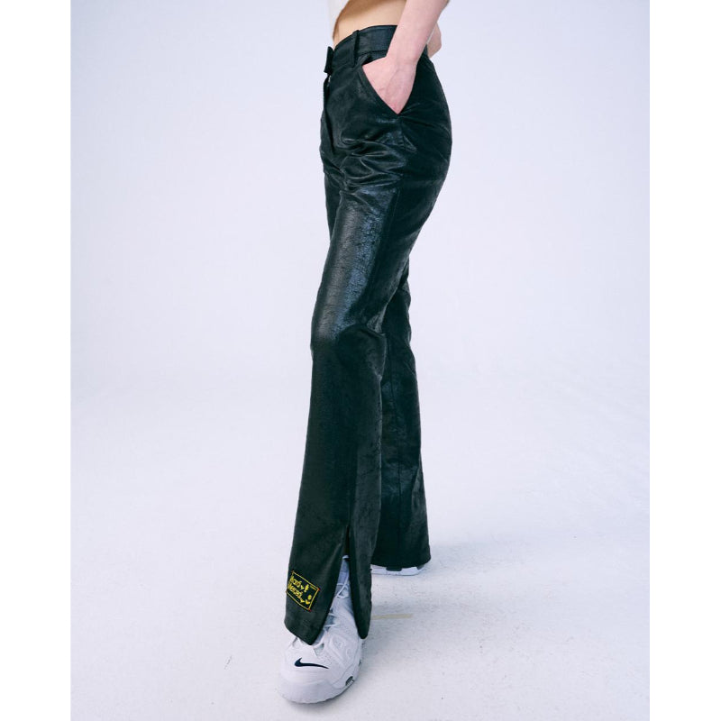 Mardi Mercredi - Faux Leather Pants With Cracked Side Zippers