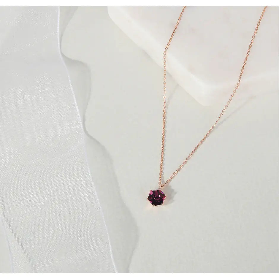 CLUE - Swarovski Stone Birthstone Silver Necklace - CLUE - Jewelry - Harumio