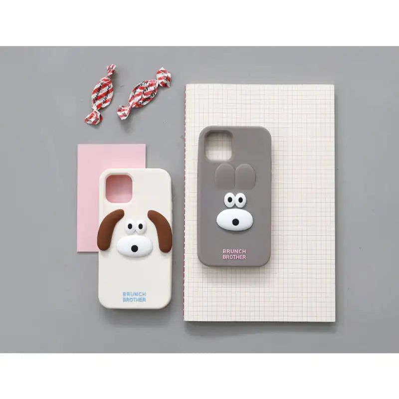 Romane x 10x10 - Brunch Brother Bunny and Puppy Silicone iPhone Case - Romane - Accesories - Harumio