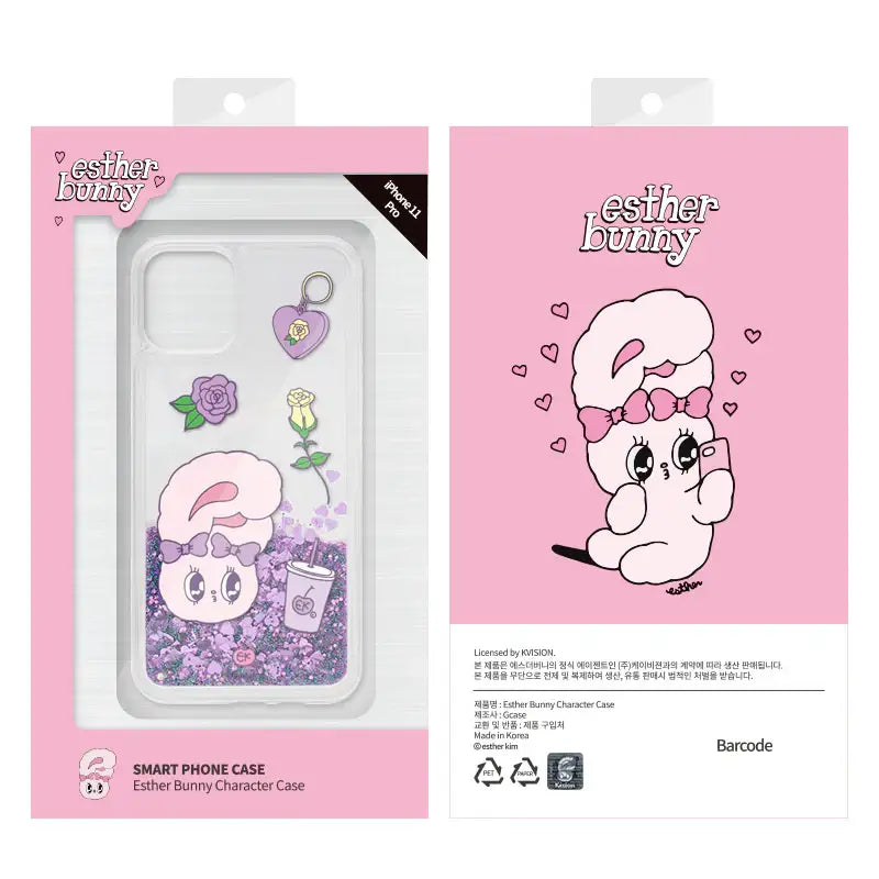 iPhoneアクセサリー Esther Bunny On Phone Phone Case Esther Bunny - Glitter Phone Case – Harumio