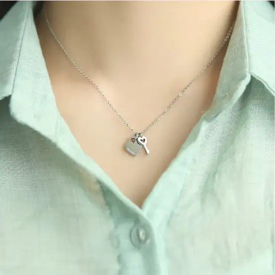OST - My Little Friends - Heart Lock Couple Necklace Set - My Little Friends - Jewelry - Harumio
