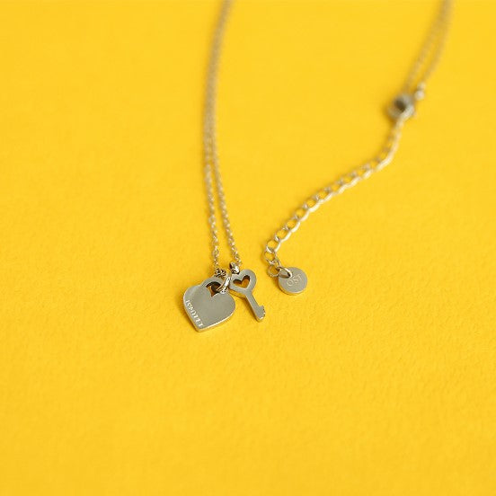 OST - My Little Friends - Heart Lock Couple Necklace Set
