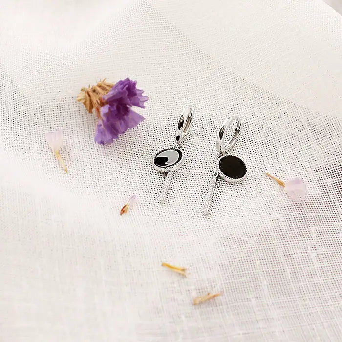 OST - Onyx Silver Drop Earrings - OST - Jewelry - Harumio