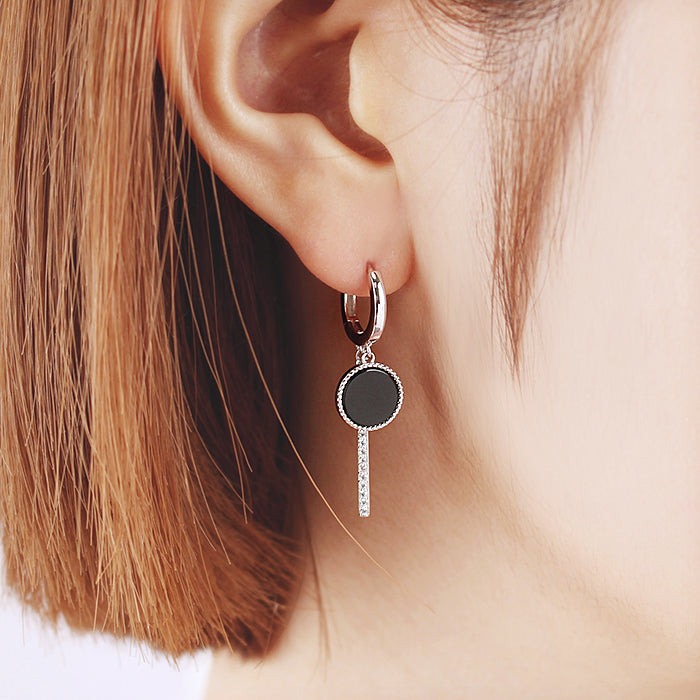 OST - Onyx Silver Drop Earrings
