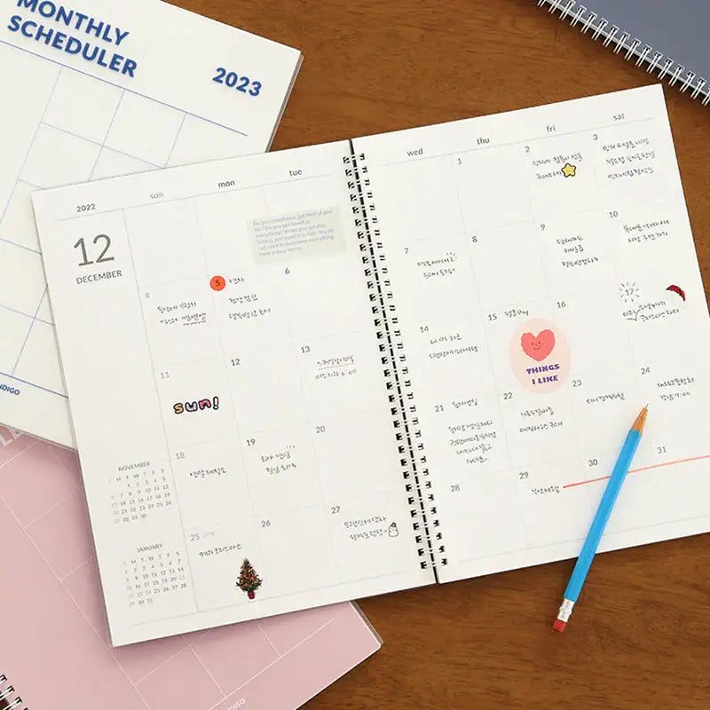 Indigo - 2023 A4 Monthly Scheduler Planner - Indigo - Planner - Harumio