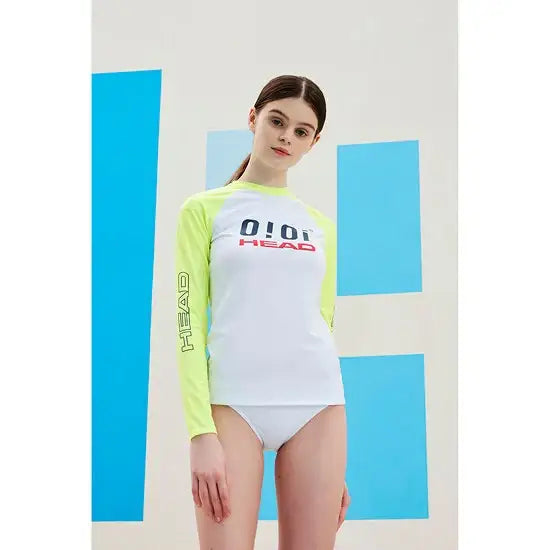 HEAD x 5252 by O!Oi - Logo Basic Rash Guard - Women (Neon Yellow) - HEAD - Swimwear - Harumio