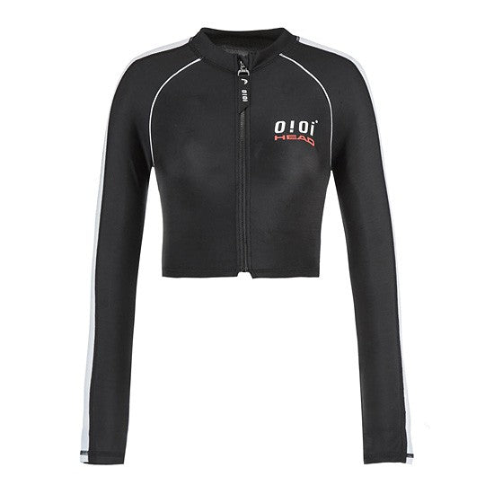 HEAD x 5252 by O!Oi - Crop Rash Guard Zip-Up - Women (Black)
