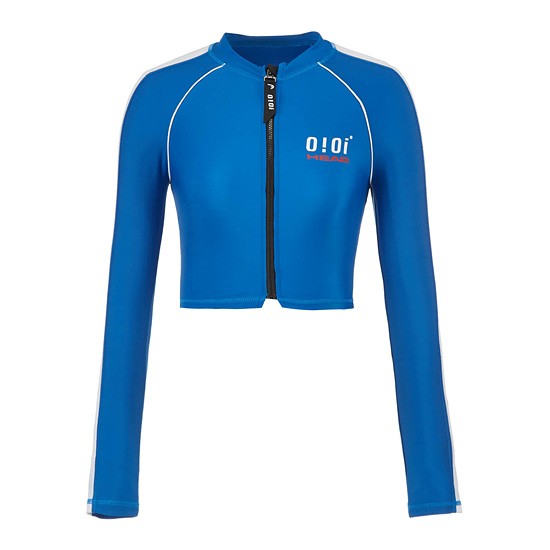 HEAD x 5252 by O!Oi - Crop Rash Guard Zip-Up - Women (Blue)