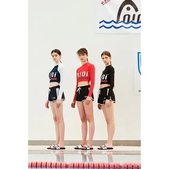 HEAD x 5252 by O!Oi - Crop Rash Guard - Women (Red) - HEAD - Swimwear - Harumio
