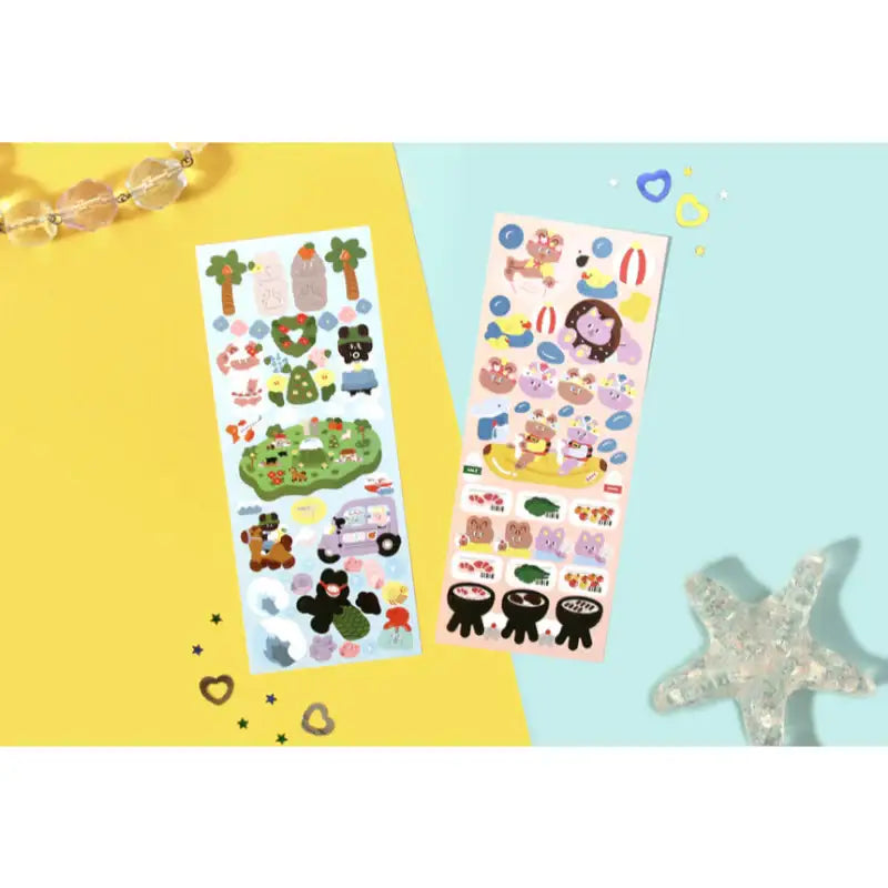 Second Mansion x 10x10 - Juicy Bear Seal Sticker Set of 6 - 10x10 - Accessories - Harumio