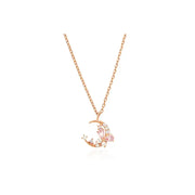 OST - Dawn Moon Pink Stone Rose Gold Necklace - OST - Jewelry - Harumio