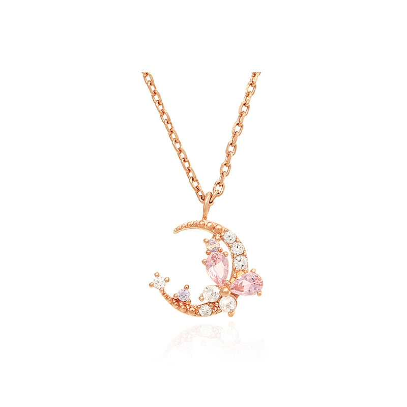 OST - Dawn Moon Pink Stone Rose Gold Necklace