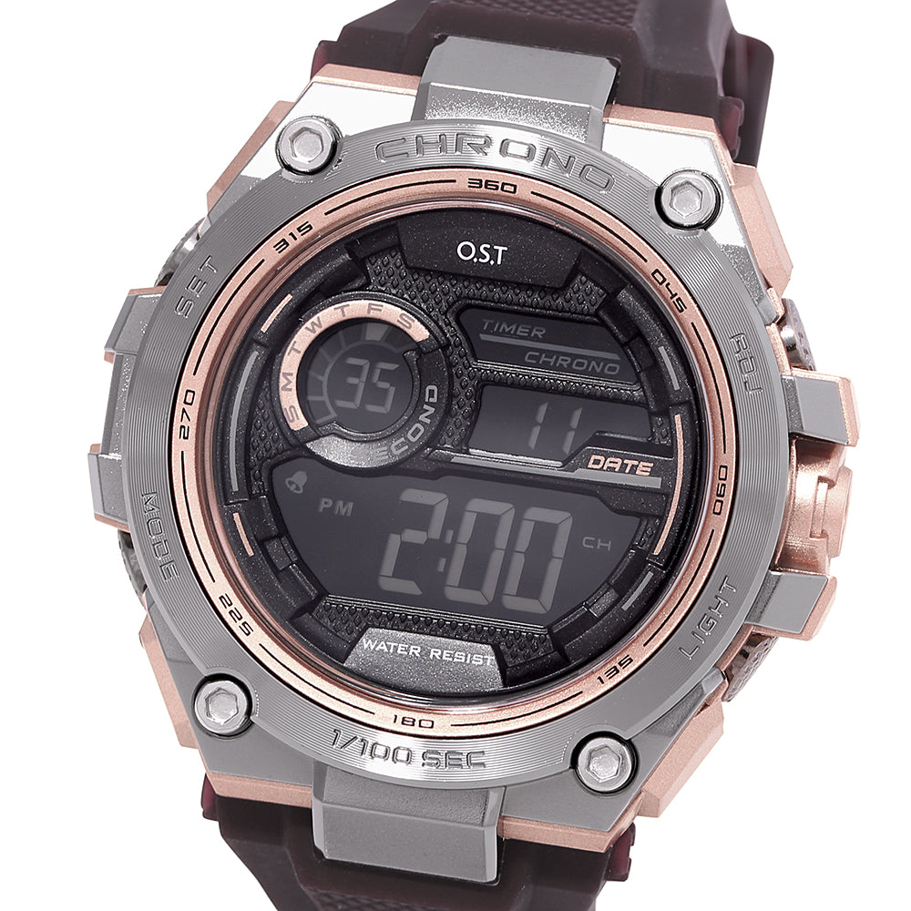 OST - Red Brown Men's Digital Watch