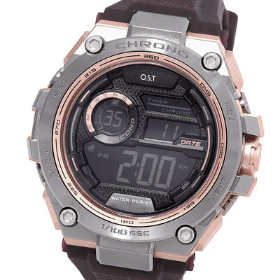 OST - Red Brown Men's Digital Watch