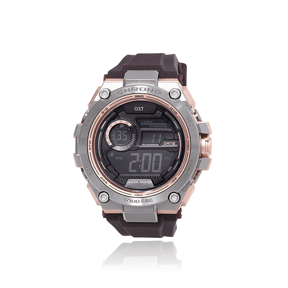 OST - Red Brown Men's Digital Watch