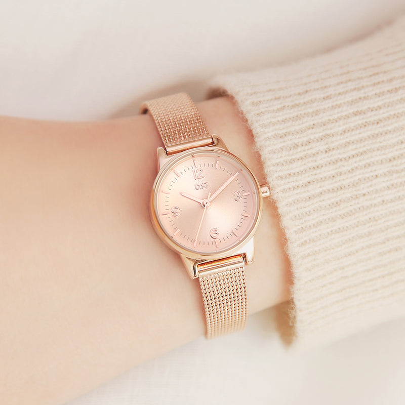 OST - Daily Rose Gold Mesh Watch