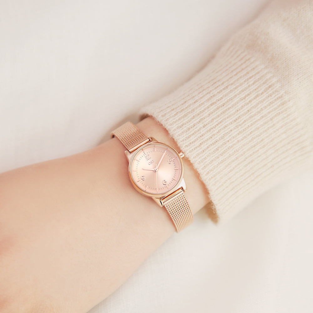 OST - Daily Rose Gold Mesh Watch