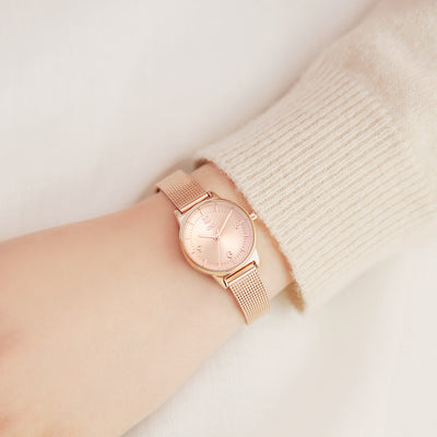 OST - Daily Rose Gold Mesh Watch