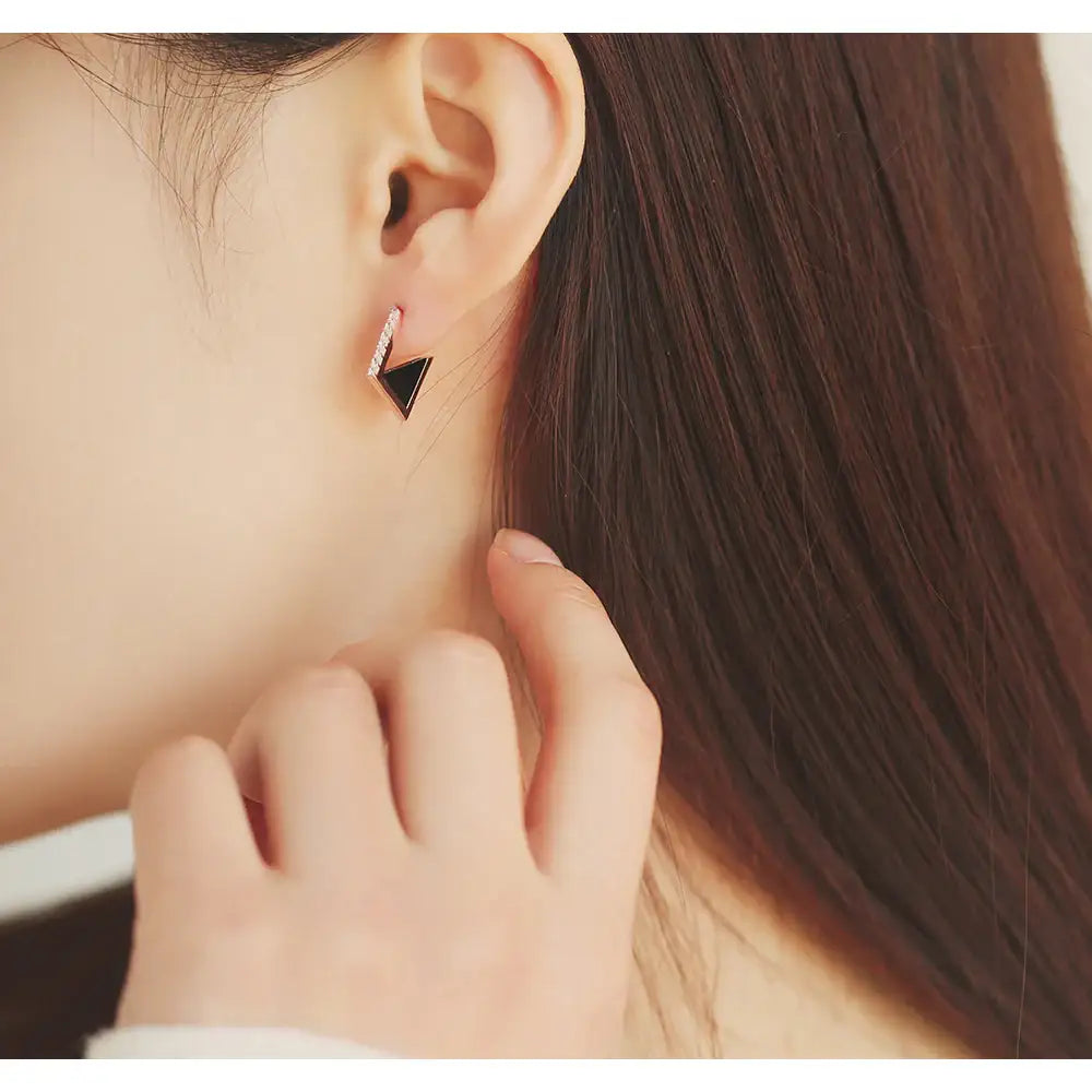 OST - Glam Onyx Half Earrings - OST - Jewelry - Harumio