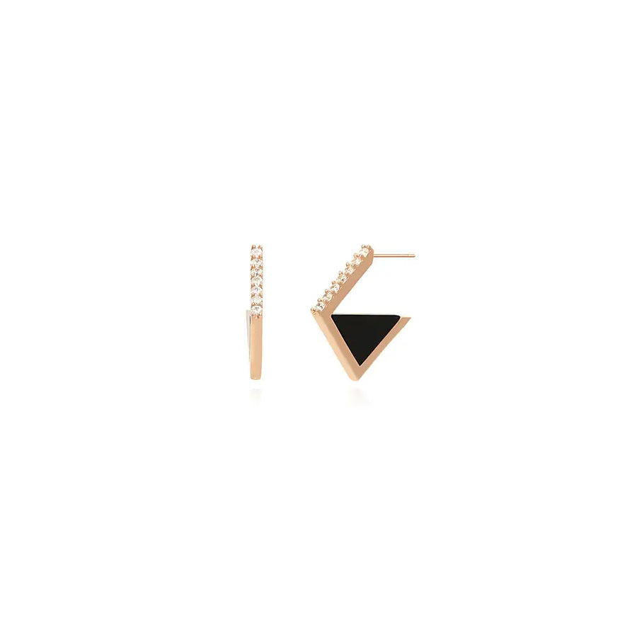 OST - Glam Onyx Half Earrings - OST - Jewelry - Harumio