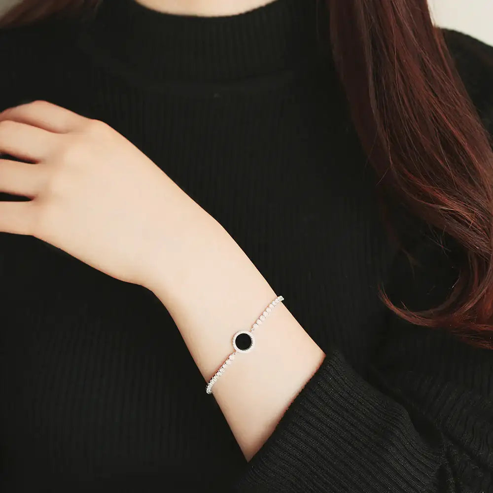 OST - Stylish Black Point Silver Bracelet - OST - Jewelry - Harumio