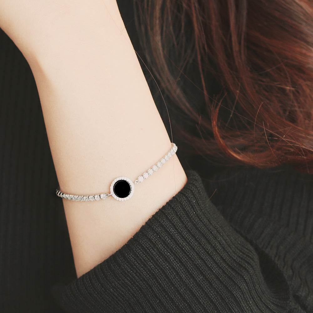 OST - Stylish Black Point Silver Bracelet