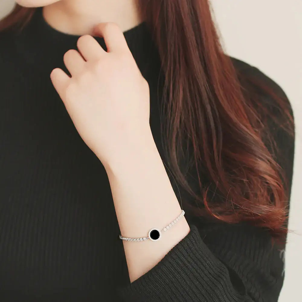 OST - Stylish Black Point Silver Bracelet - OST - Jewelry - Harumio