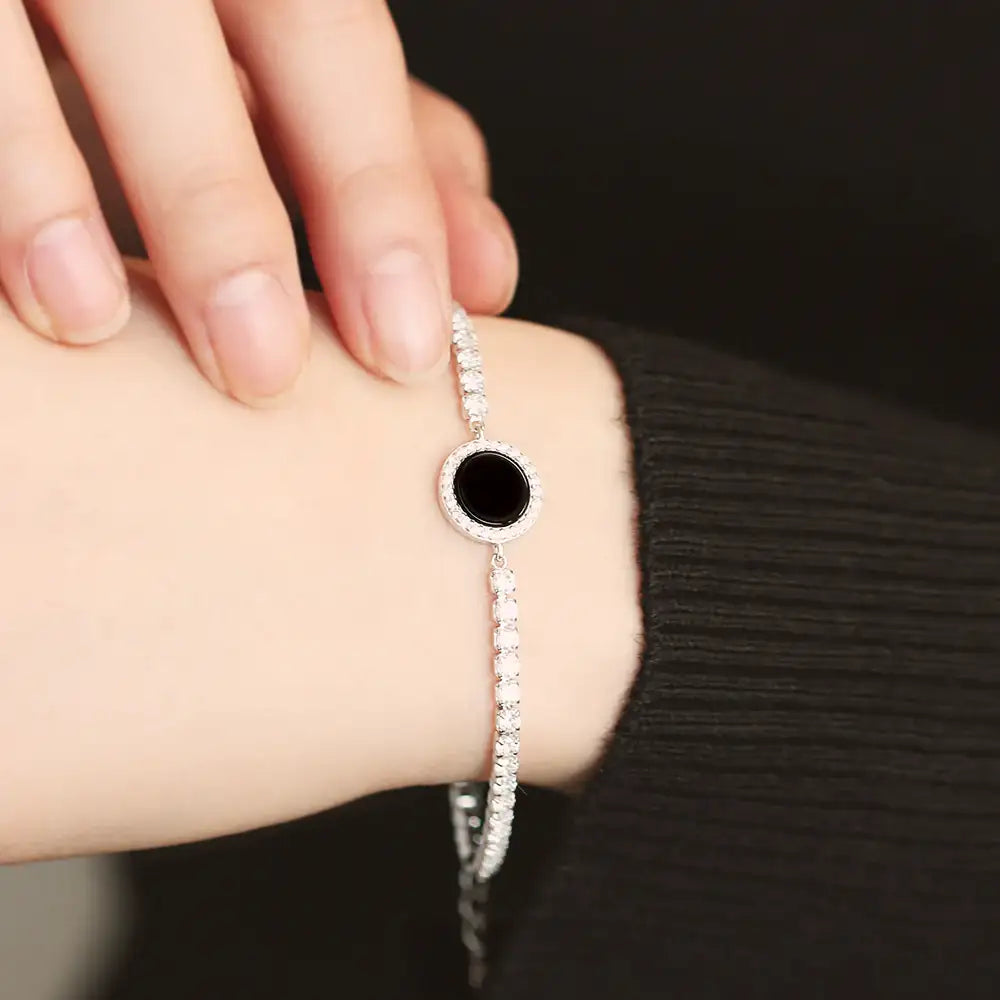 OST - Stylish Black Point Silver Bracelet - OST - Jewelry - Harumio