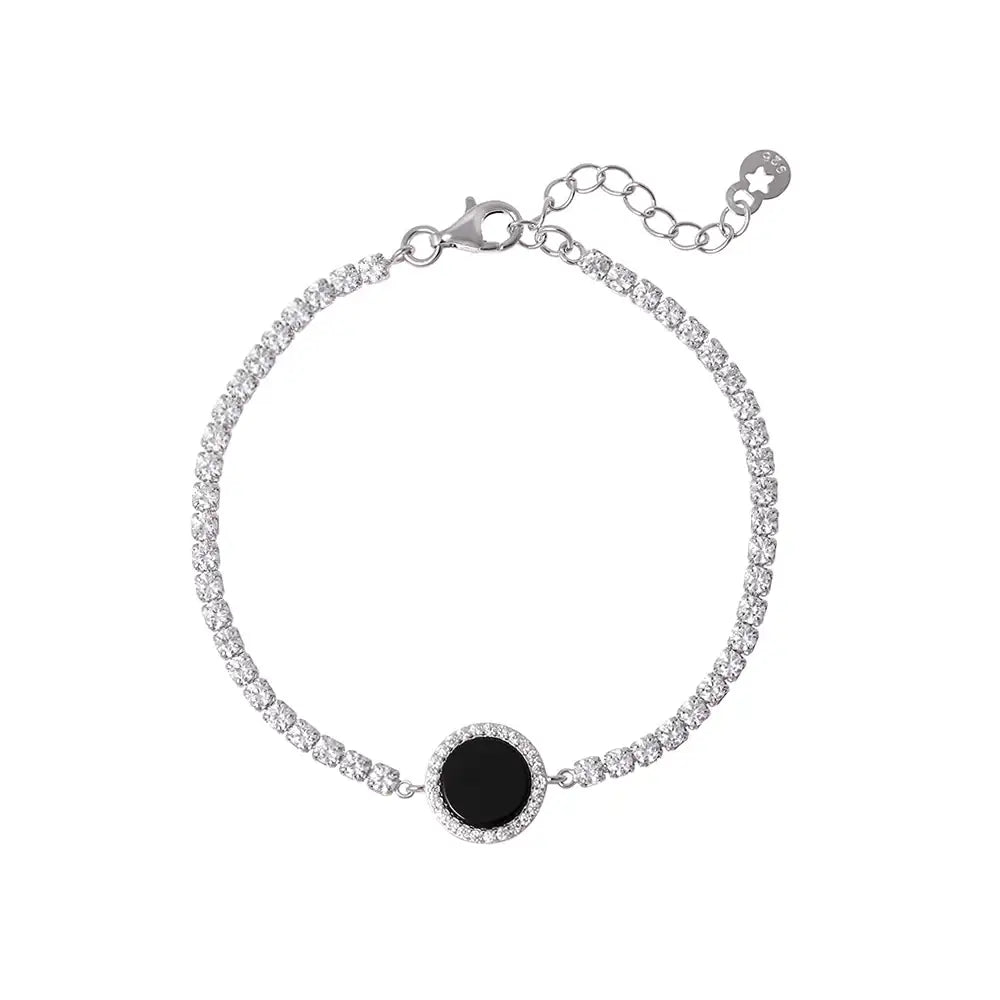 OST - Stylish Black Point Silver Bracelet - OST - Jewelry - Harumio