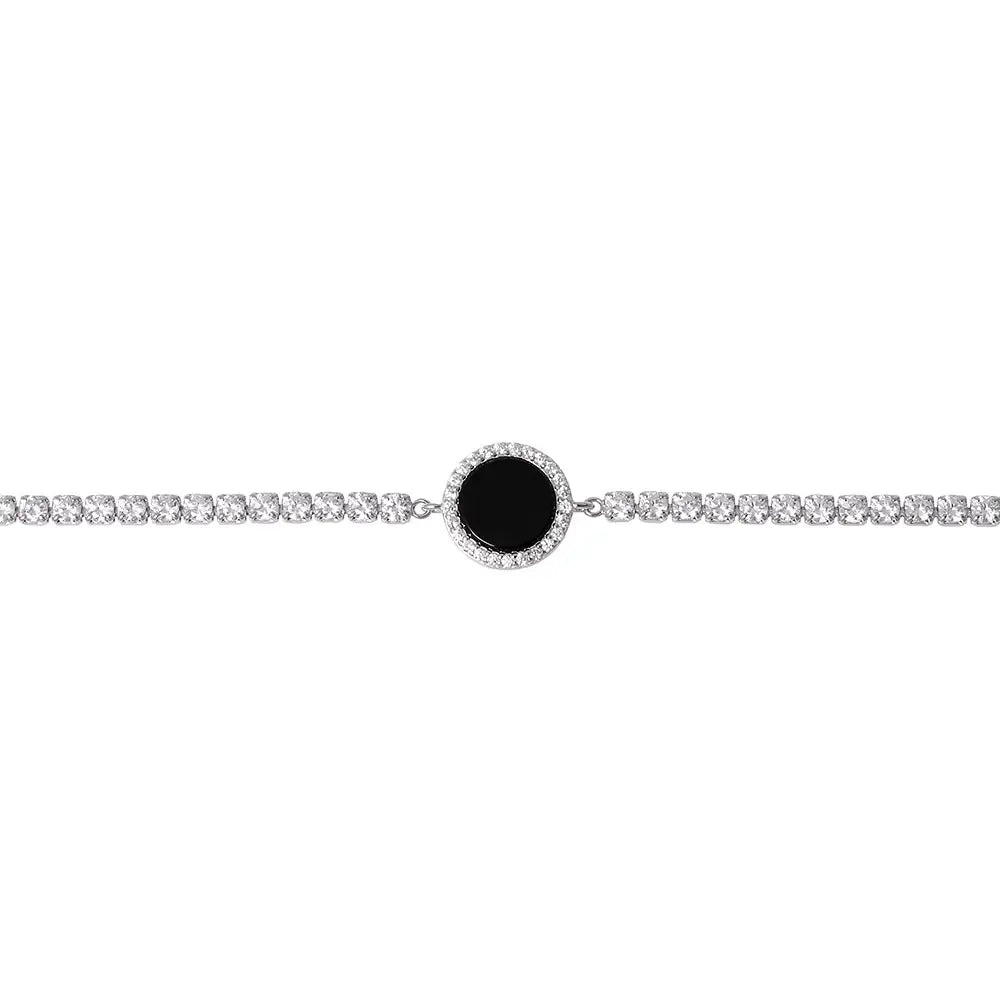 OST - Stylish Black Point Silver Bracelet - OST - Jewelry - Harumio