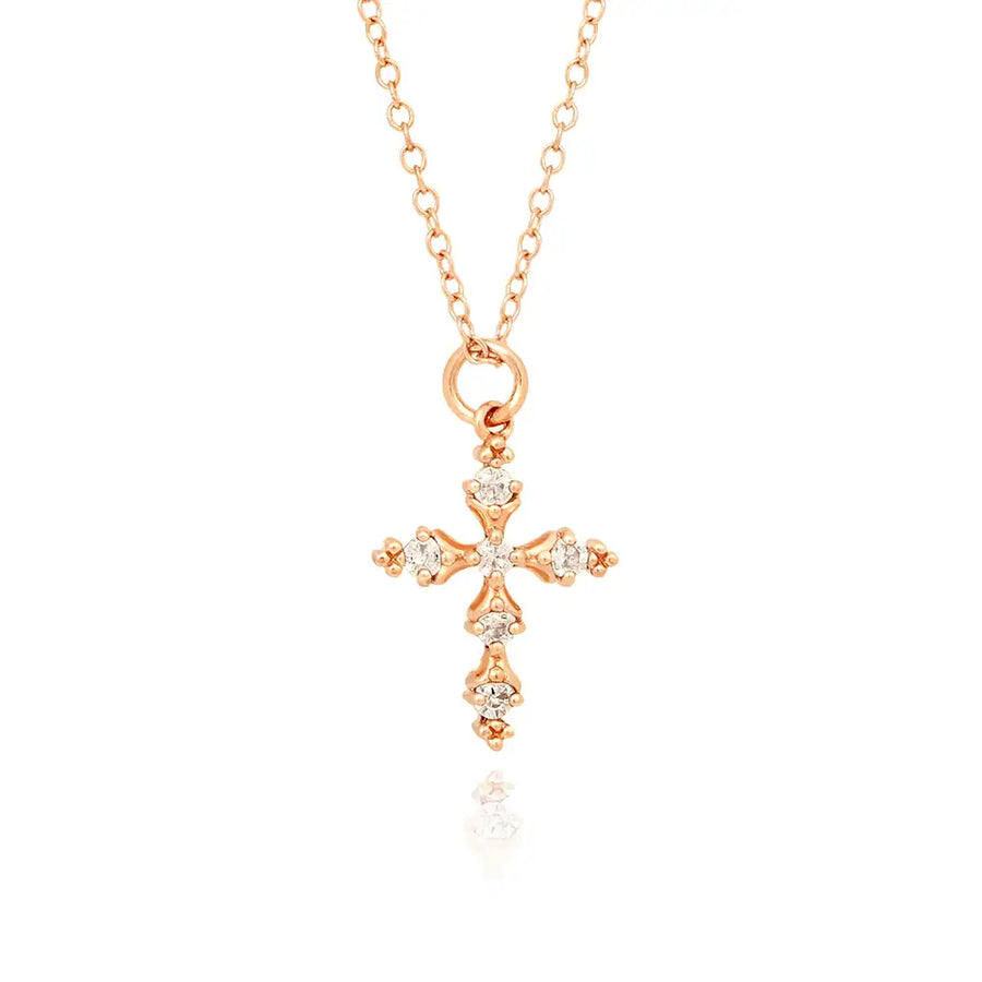 OST - Cubic Cross Rose Gold Necklace - OST - Jewelry - Harumio