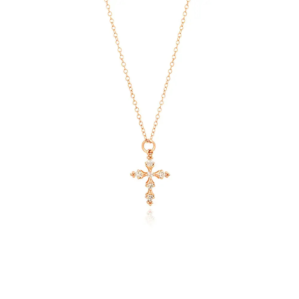 OST - Cubic Cross Rose Gold Necklace - OST - Jewelry - Harumio